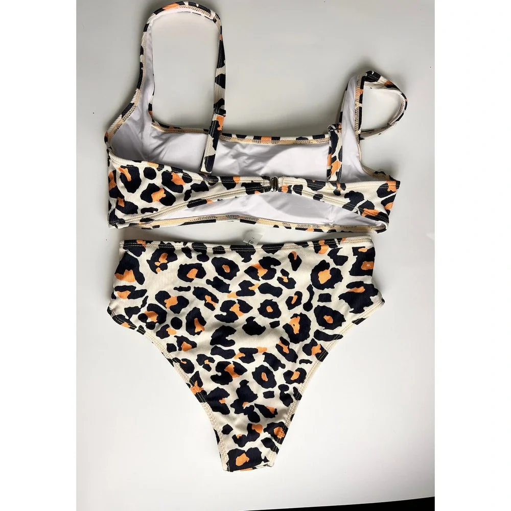 SHEIN Two‎ Piece Swimsuit Set Leopard Print Cheeky Medium NWOT